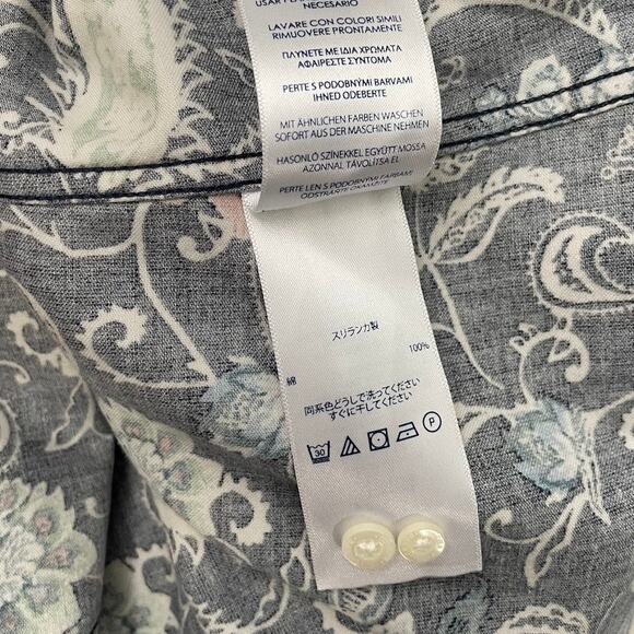 Chaps Button Up Shirt Size Medium Navy No Iron Cotton Career Contrast Cuffs - Picture 9 of 13